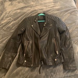 All Saints black leather biker jacket Mens/women’s